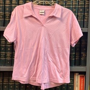 Fairway Outfitter Women L Pink Black Dot Golf Polo